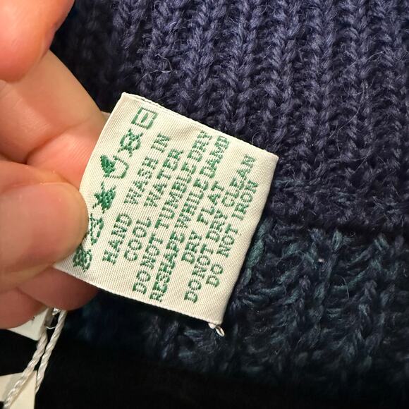 Aran Crafts NEW Men's 1/2 Zip Sweater 100% Wool Blackwatch Navy Green Large - Picture 8 of 9